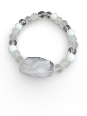 Minimalist Frosted Gray Bead Stretch Bracelet